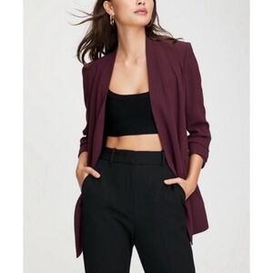Aritzia Babaton Power Hip Open Front Blazer Burgundy Size 8